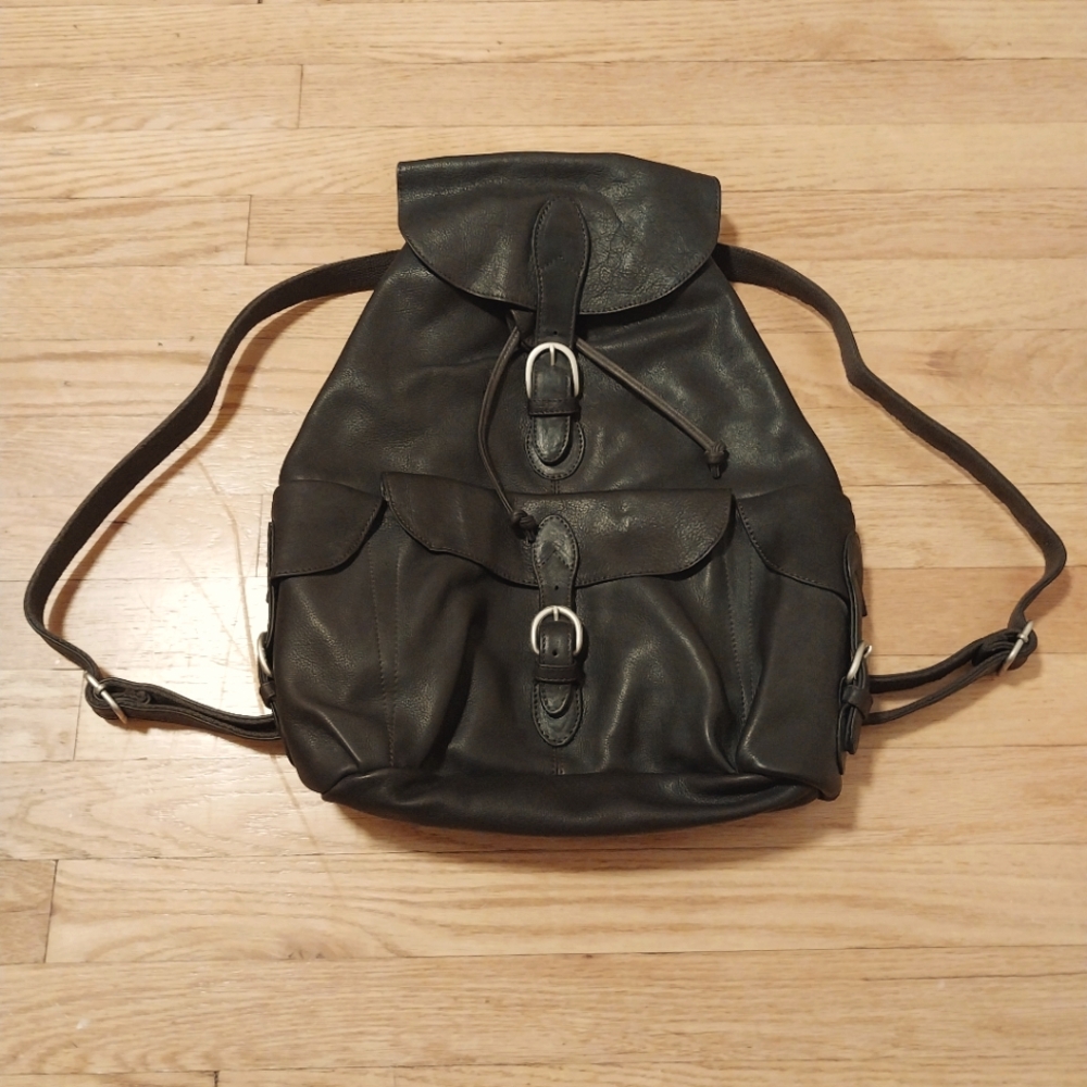 London Fog genuine leather chocolate brown back pack/shoulder bag NWOT